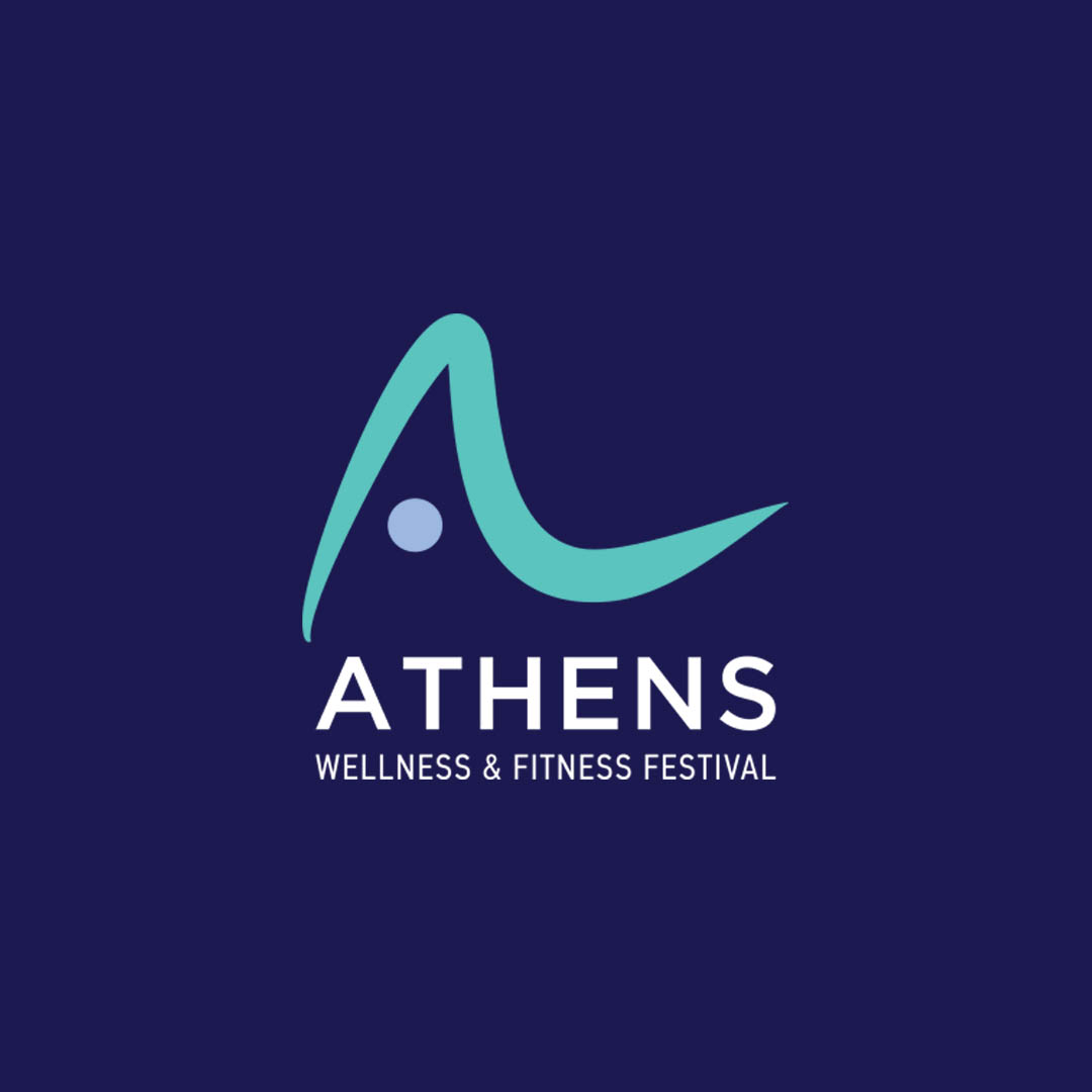 athens fitness festival logo on blue background