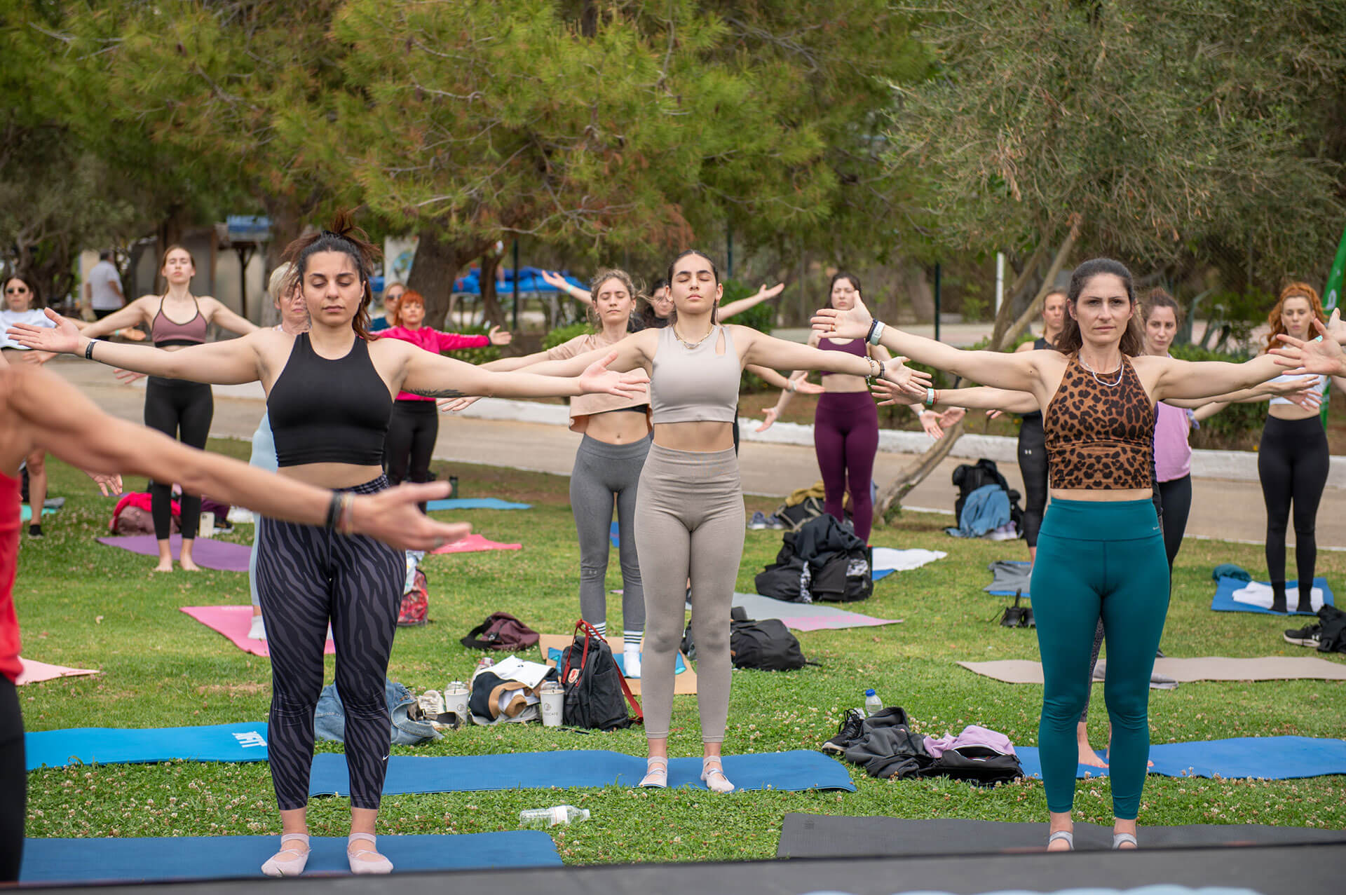 yoga fitness session at the beach